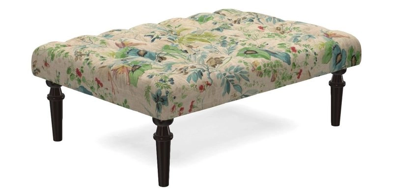Pentlow Footstool in Mulberry Pompadour Floral Velvet Spice