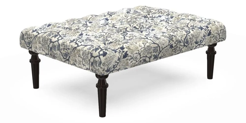 Pentlow Footstool in Mulberry Pompadour Floral Velvet Spice Pentlow Footstool in Mulberry Pompadour Floral Velvet Spice