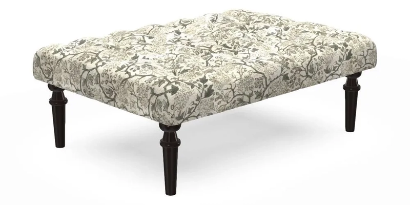 Pentlow Footstool in Mulberry Pompadour Floral Velvet Spice