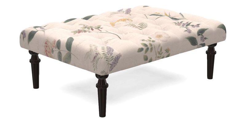 Pentlow Footstool in Mulberry Pompadour Floral Velvet Spice
