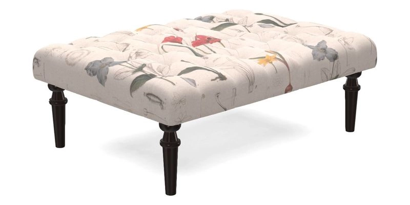 Pentlow Footstool in Mulberry Pompadour Floral Velvet Spice