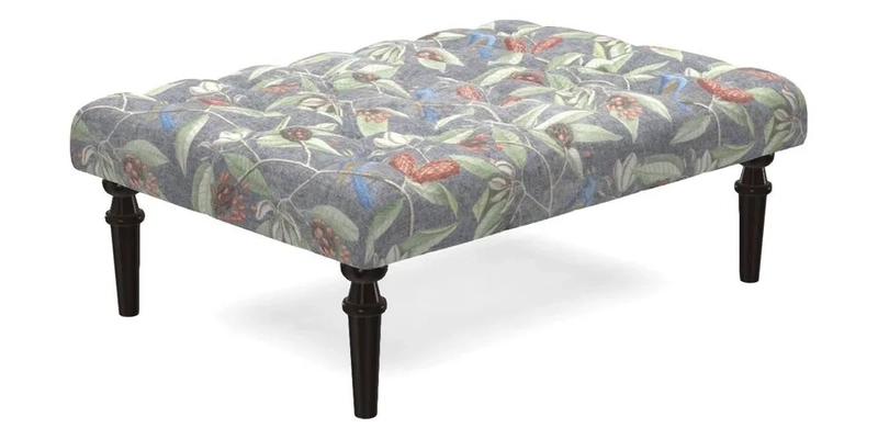 Pentlow Footstool in Mulberry Pompadour Floral Velvet Spice