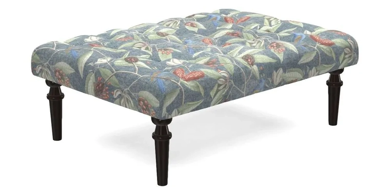 Pentlow Footstool in Mulberry Pompadour Floral Velvet Spice