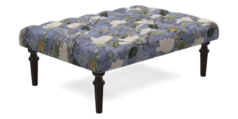 Pentlow Footstool in Mulberry Pompadour Floral Velvet Spice