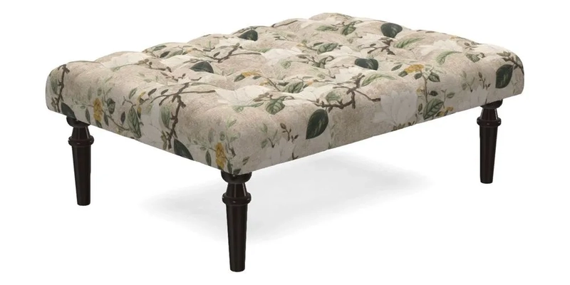 Pentlow Footstool in Mulberry Pompadour Floral Velvet Spice