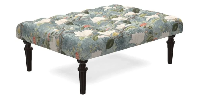 Pentlow Footstool in Mulberry Pompadour Floral Velvet Spice