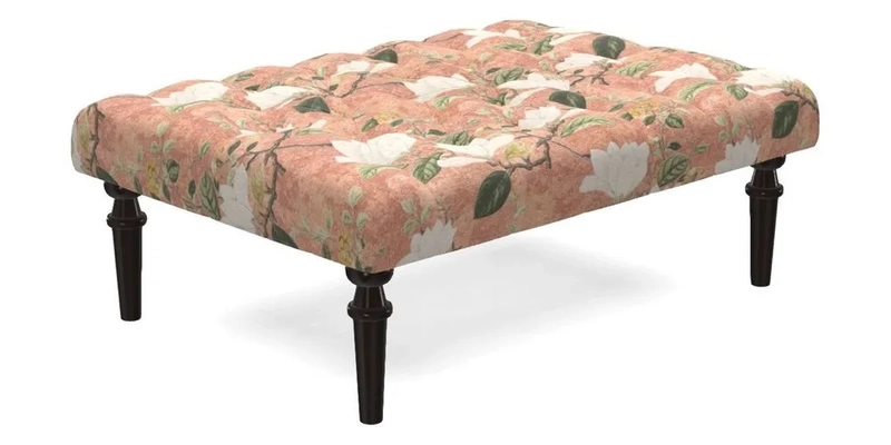 Pentlow Footstool in Mulberry Pompadour Floral Velvet Spice