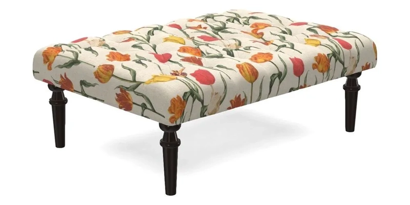 Pentlow Footstool in Mulberry Pompadour Floral Velvet Spice