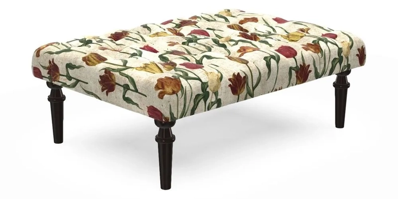 Pentlow Footstool in Mulberry Pompadour Floral Velvet Spice