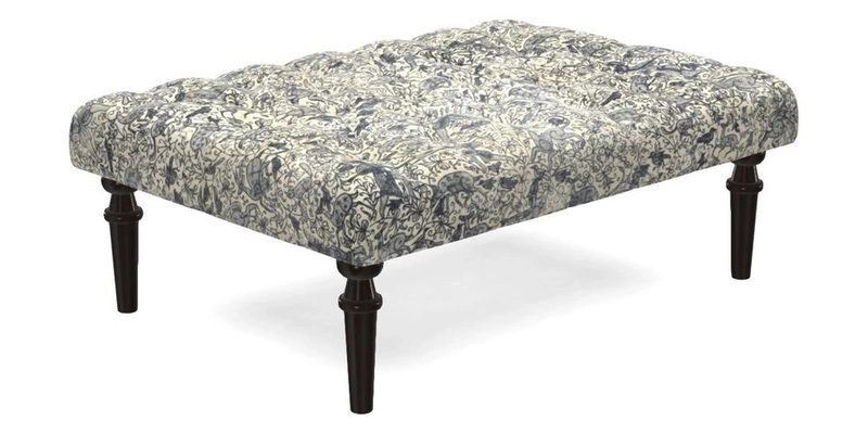 Pentlow Footstool in Mulberry Pompadour Floral Velvet Spice