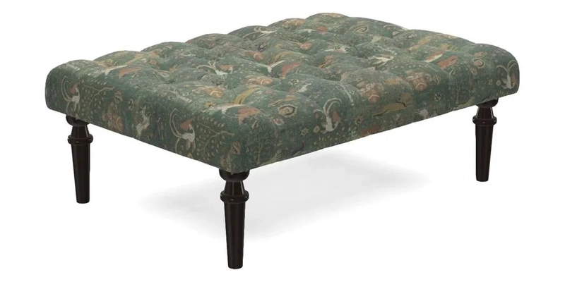 Pentlow Footstool in Mulberry Pompadour Floral Velvet Spice