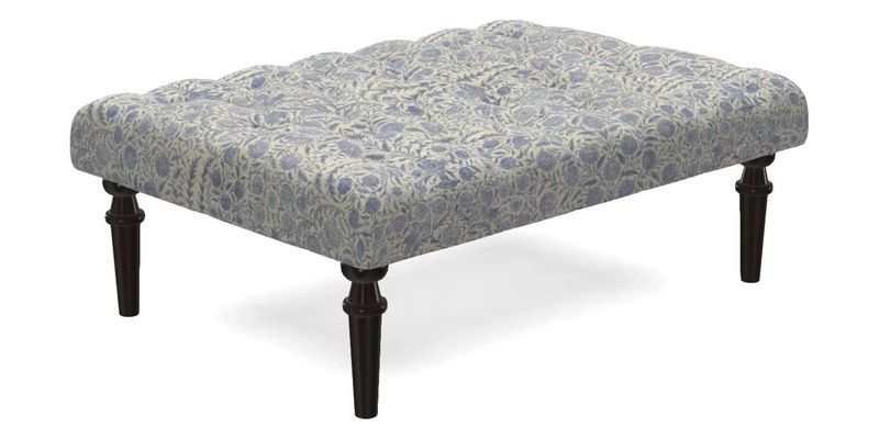 Pentlow Footstool in Mulberry Pompadour Floral Velvet Spice