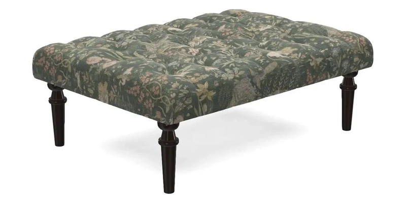 Pentlow Footstool in Mulberry Pompadour Floral Velvet Spice