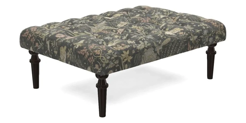 Pentlow Footstool in Mulberry Pompadour Floral Velvet Spice