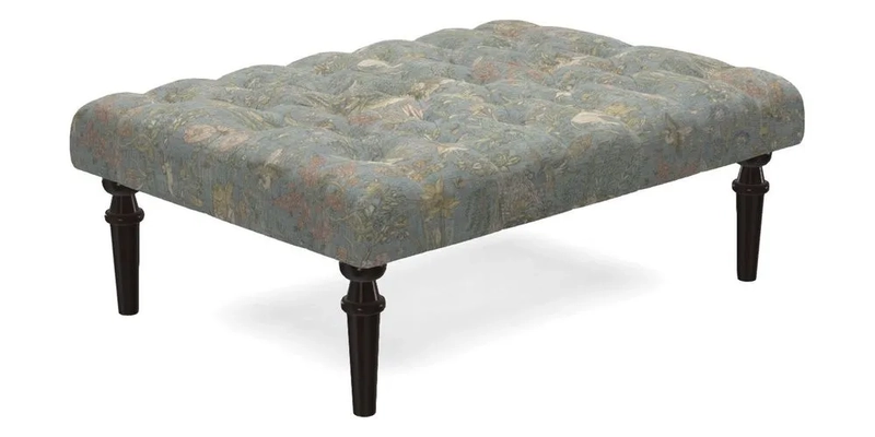 Pentlow Footstool in Mulberry Pompadour Floral Velvet Spice