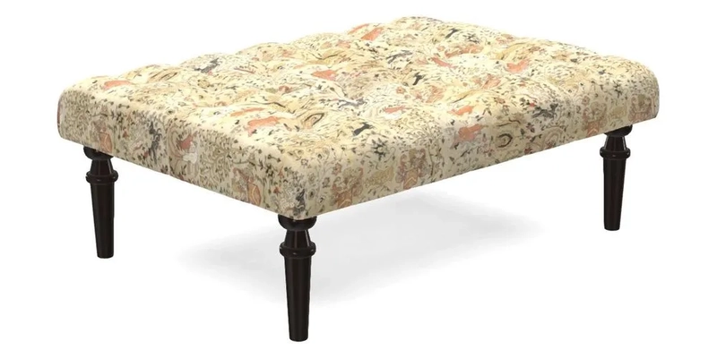 Pentlow Footstool in Mulberry Pompadour Floral Velvet Spice