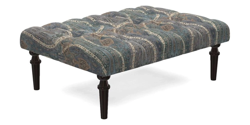Pentlow Footstool in Mulberry Pompadour Floral Velvet Spice