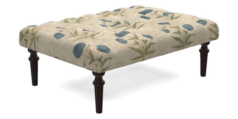 Pentlow Footstool in Mulberry Pompadour Floral Velvet Spice
