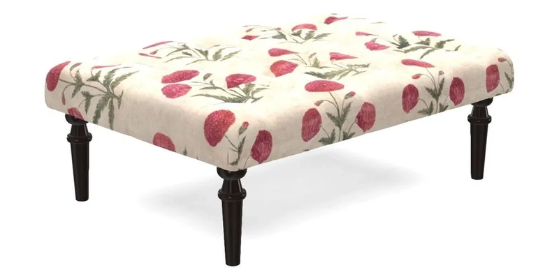 Pentlow Footstool in Mulberry Pompadour Floral Velvet Spice