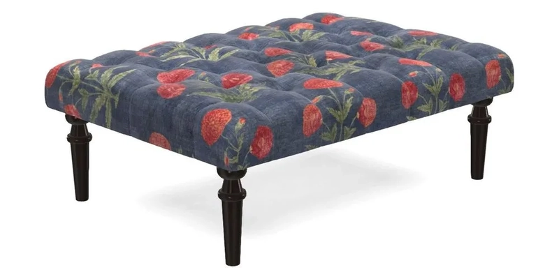 Pentlow Footstool in Mulberry Pompadour Floral Velvet Spice