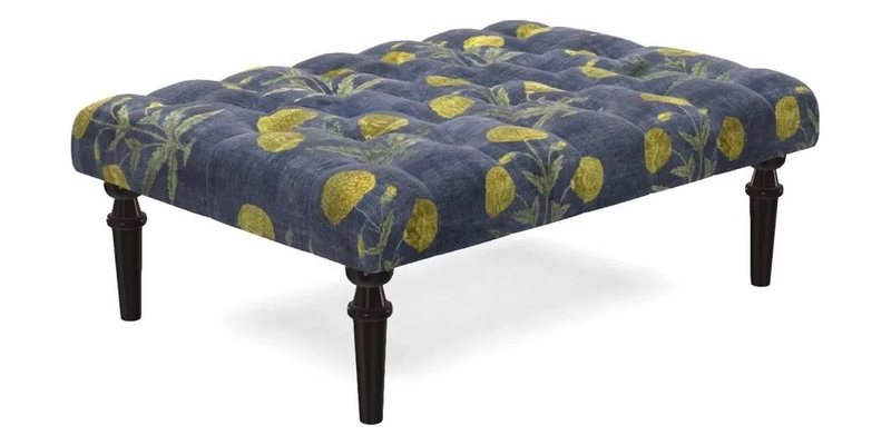Pentlow Footstool in Mulberry Pompadour Floral Velvet Spice