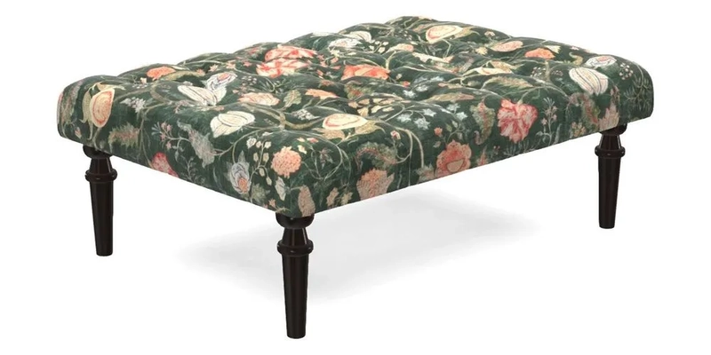 Pentlow Footstool in Mulberry Pompadour Floral Velvet Spice Pentlow Footstool in Mulberry Pompadour Floral Velvet Spice