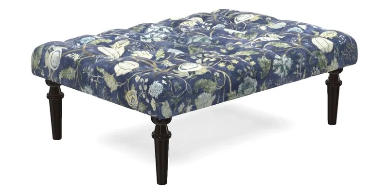 Pentlow Footstool in Mulberry Pompadour Floral Velvet Spice