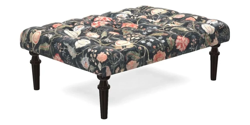 Pentlow Footstool in Mulberry Pompadour Floral Velvet Spice
