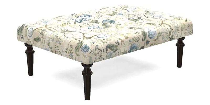 Pentlow Footstool in Mulberry Pompadour Floral Velvet Spice