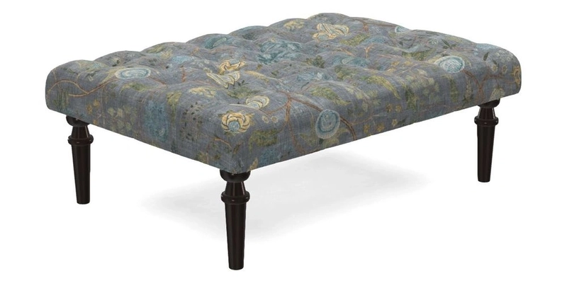 Pentlow Footstool in Mulberry Pompadour Floral Velvet Spice