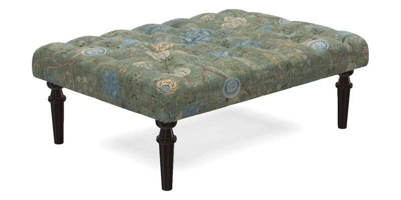 Pentlow Footstool in Mulberry Pompadour Floral Velvet Spice