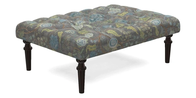 Pentlow Footstool in Mulberry Pompadour Floral Velvet Spice