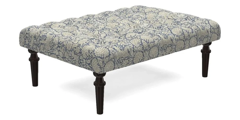 Pentlow Footstool in Mulberry Pompadour Floral Velvet Spice