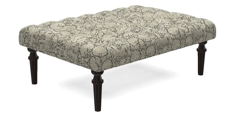 Pentlow Footstool in Mulberry Pompadour Floral Velvet Spice