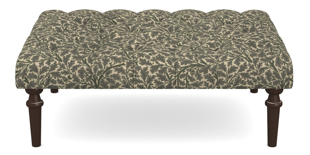 Product photograph of Pentlow Footstool Buttoned Footstool In V A Drawn From Nature Collection - Oak Tree - Dark Green from Sofas and Stuff Limited
