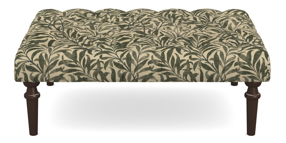 Product photograph of Pentlow Footstool Buttoned Footstool In V A Drawn From Nature - Willow Bough Large - Dark Green from Sofas and Stuff Limited