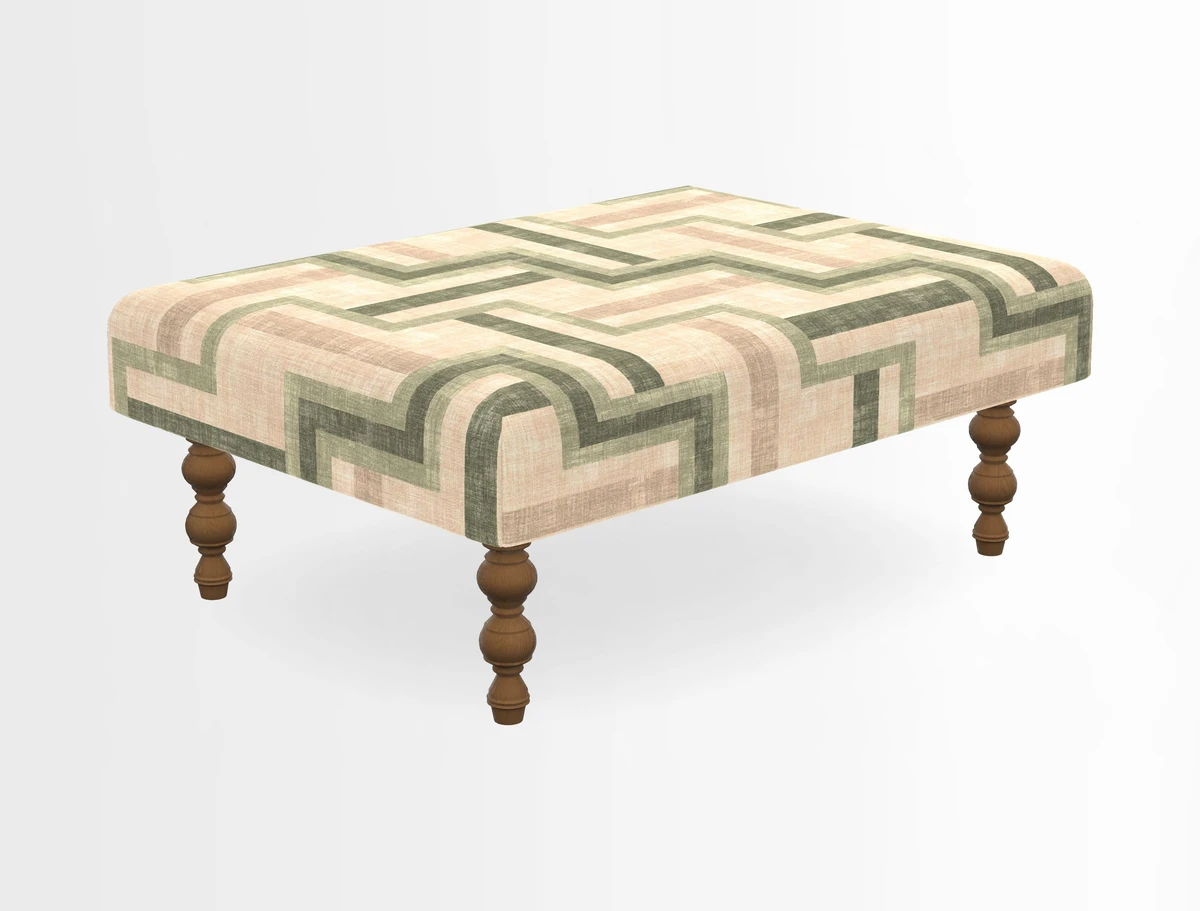 Porthallow Footstool in V&A Threads of India Sulawesi Splendour Indra Winter