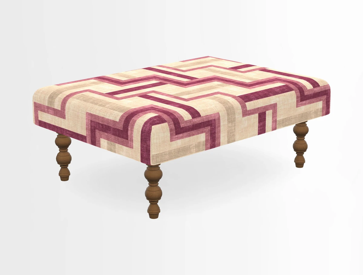 Porthallow Footstool in V&A Threads of India Sulawesi Splendour Indra Winter
