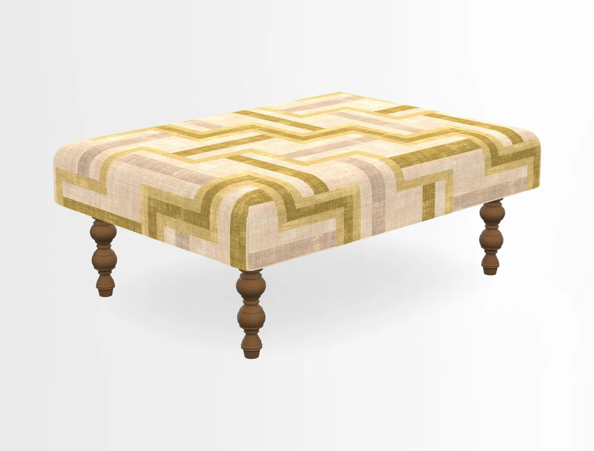 Porthallow Footstool in V&A Threads of India Sulawesi Splendour Indra Winter