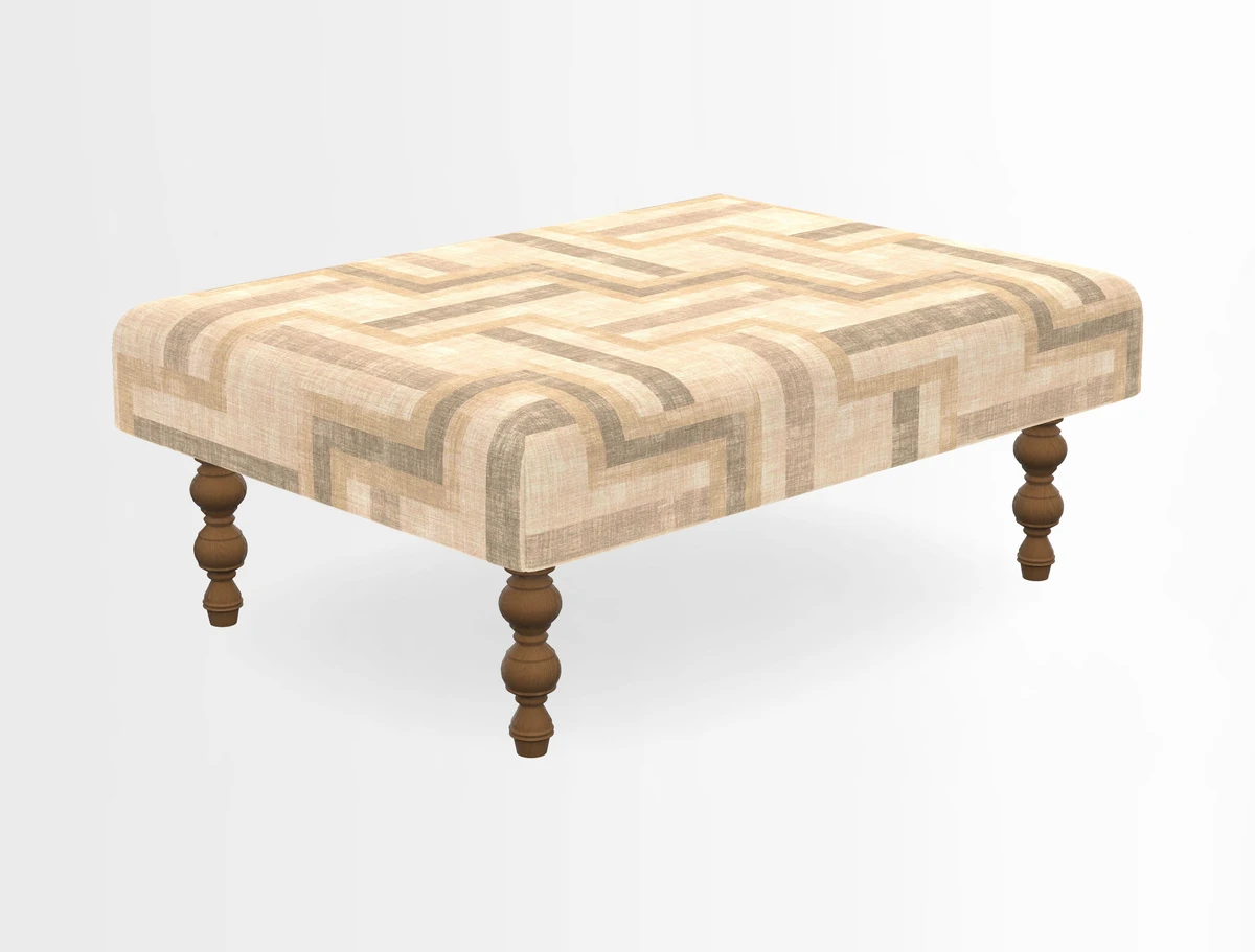 Porthallow Footstool in V&A Threads of India Sulawesi Splendour Indra Winter