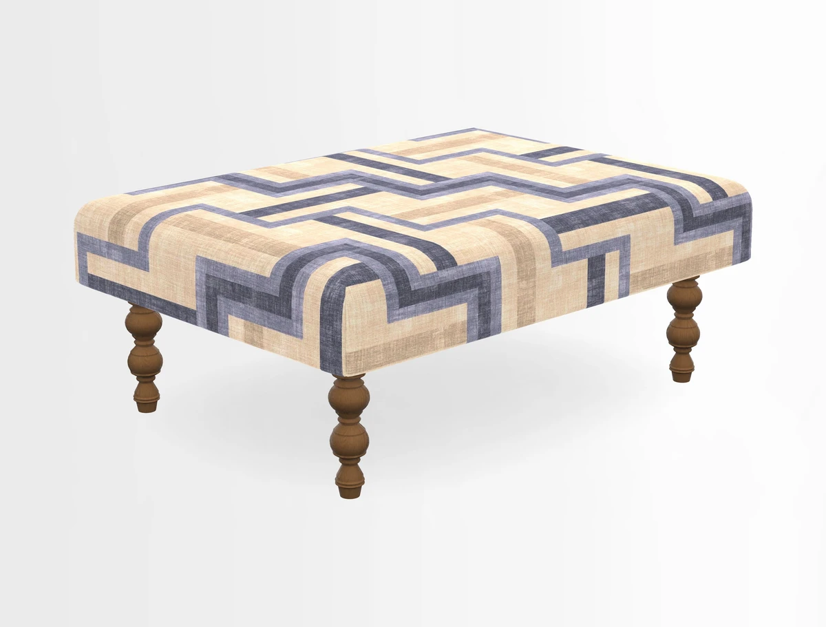 Porthallow Footstool in V&A Threads of India Sulawesi Splendour Indra Winter