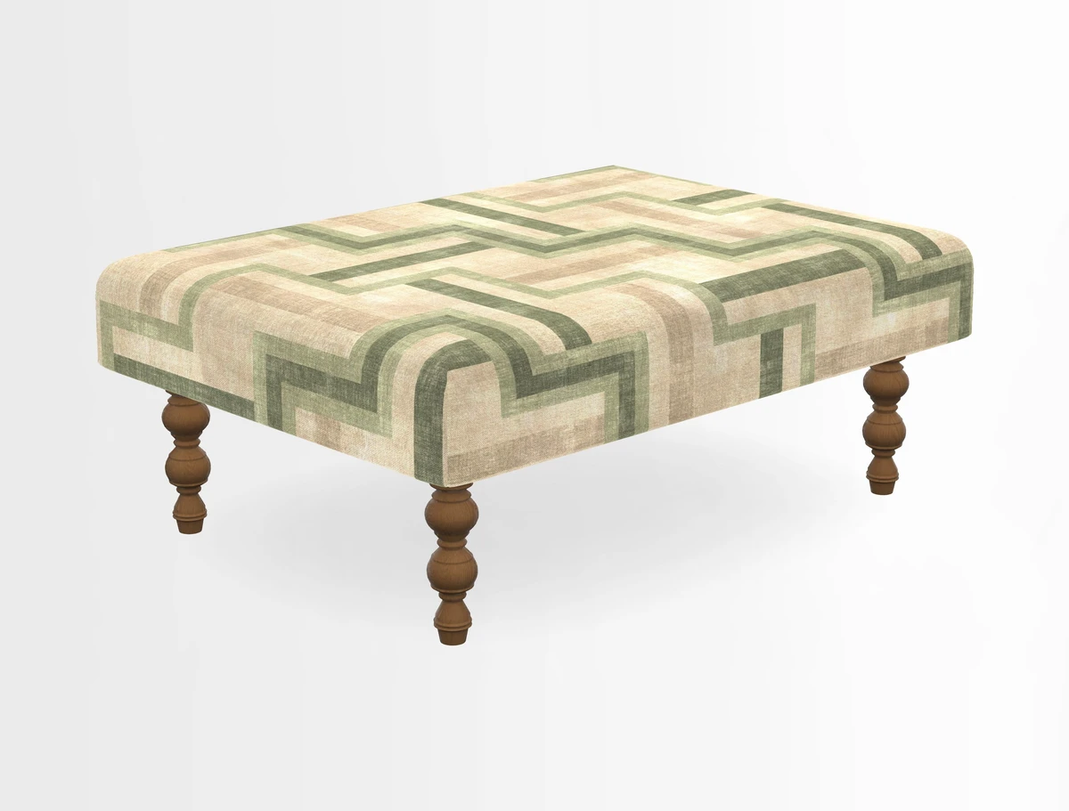 Porthallow Footstool in V&A Threads of India Sulawesi Splendour Indra Winter