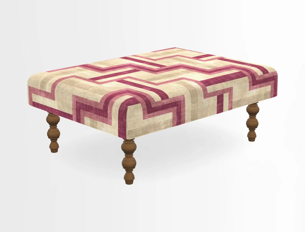 Porthallow Footstool in V&A Threads of India Sulawesi Splendour Indra Winter