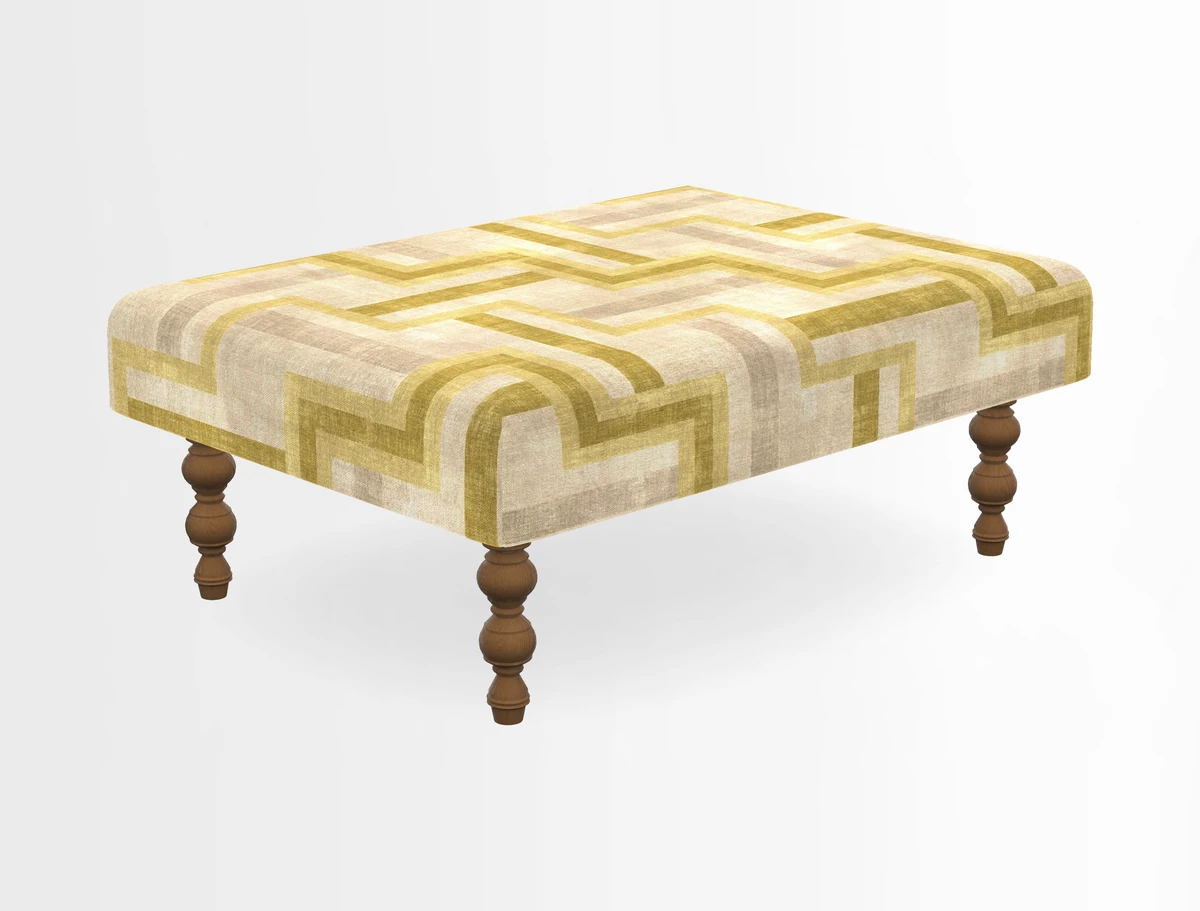 Porthallow Footstool in V&A Threads of India Sulawesi Splendour Indra Winter
