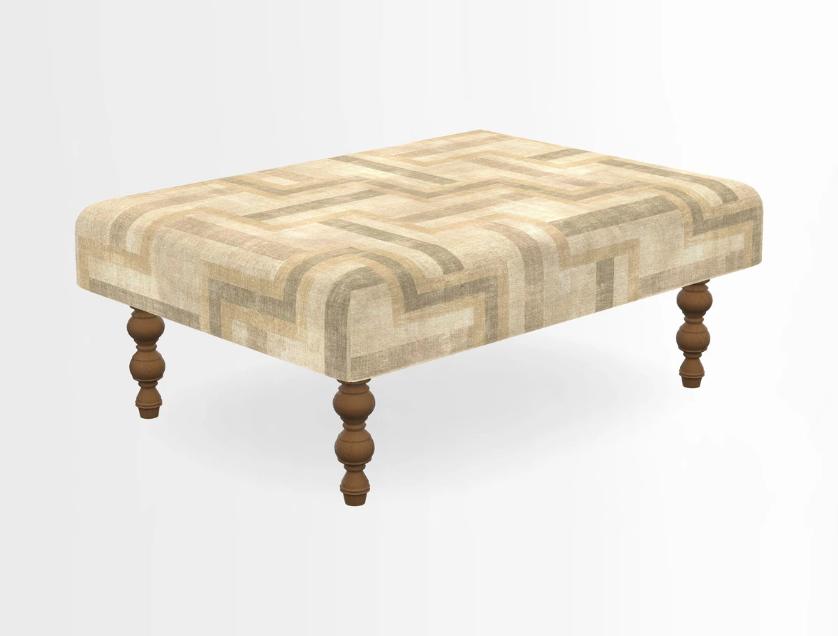 Porthallow Footstool in V&A Threads of India Sulawesi Splendour Indra Winter