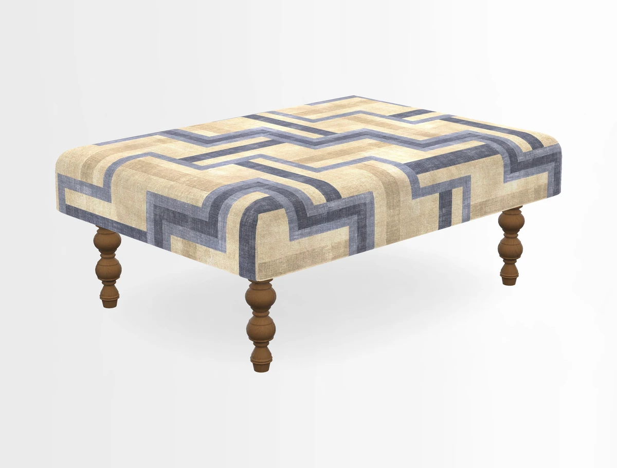 Porthallow Footstool in V&A Threads of India Sulawesi Splendour Indra Winter
