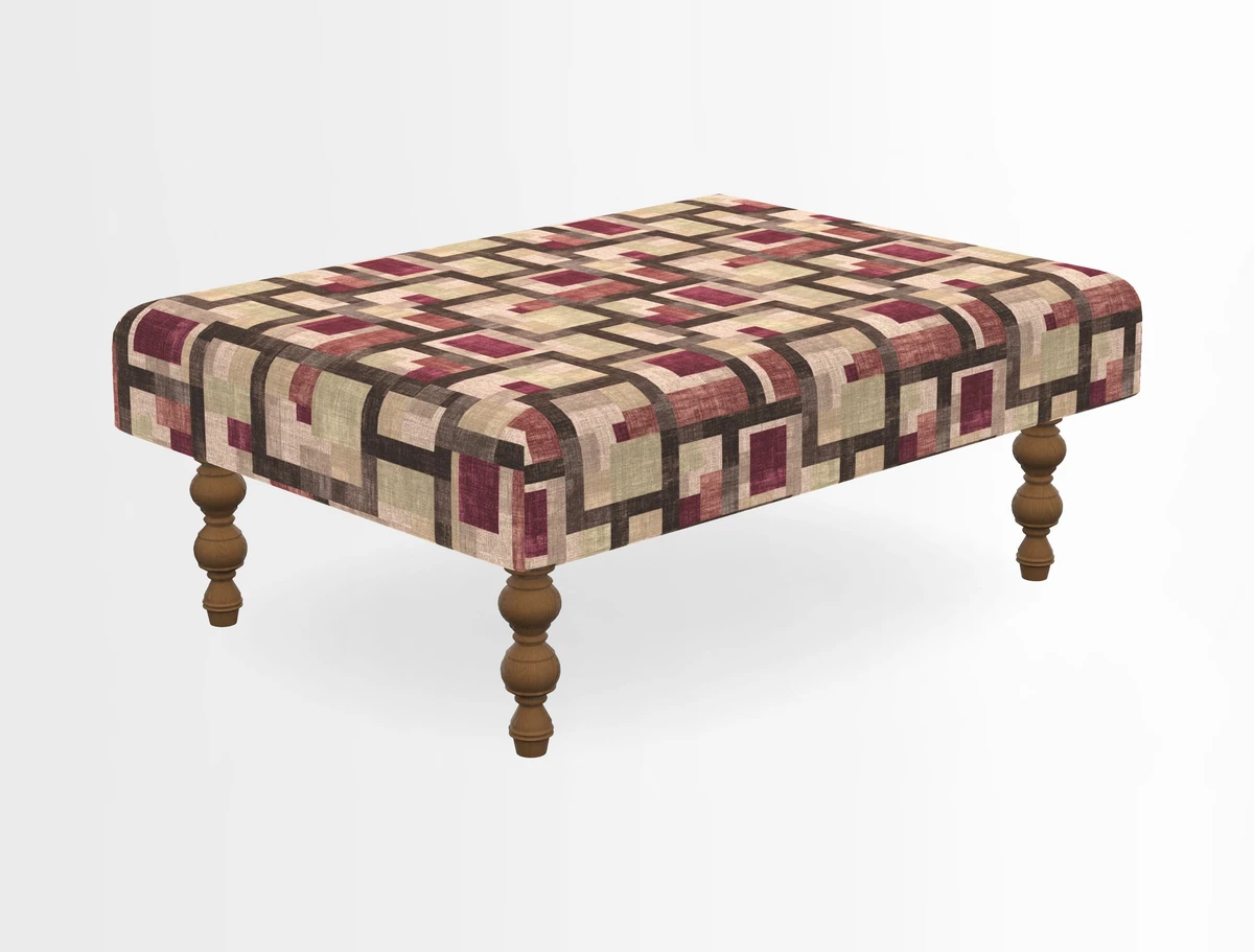 Porthallow Footstool in V&A Threads of India Sulawesi Splendour Indra Winter