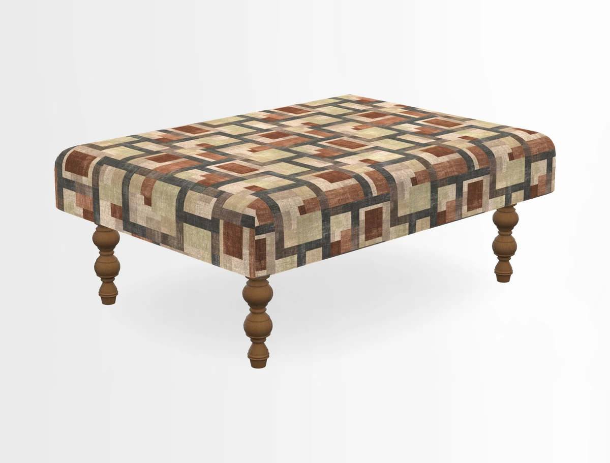Porthallow Footstool in V&A Threads of India Sulawesi Splendour Indra Winter