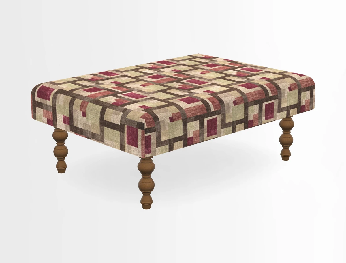 Porthallow Footstool in V&A Threads of India Sulawesi Splendour Indra Winter