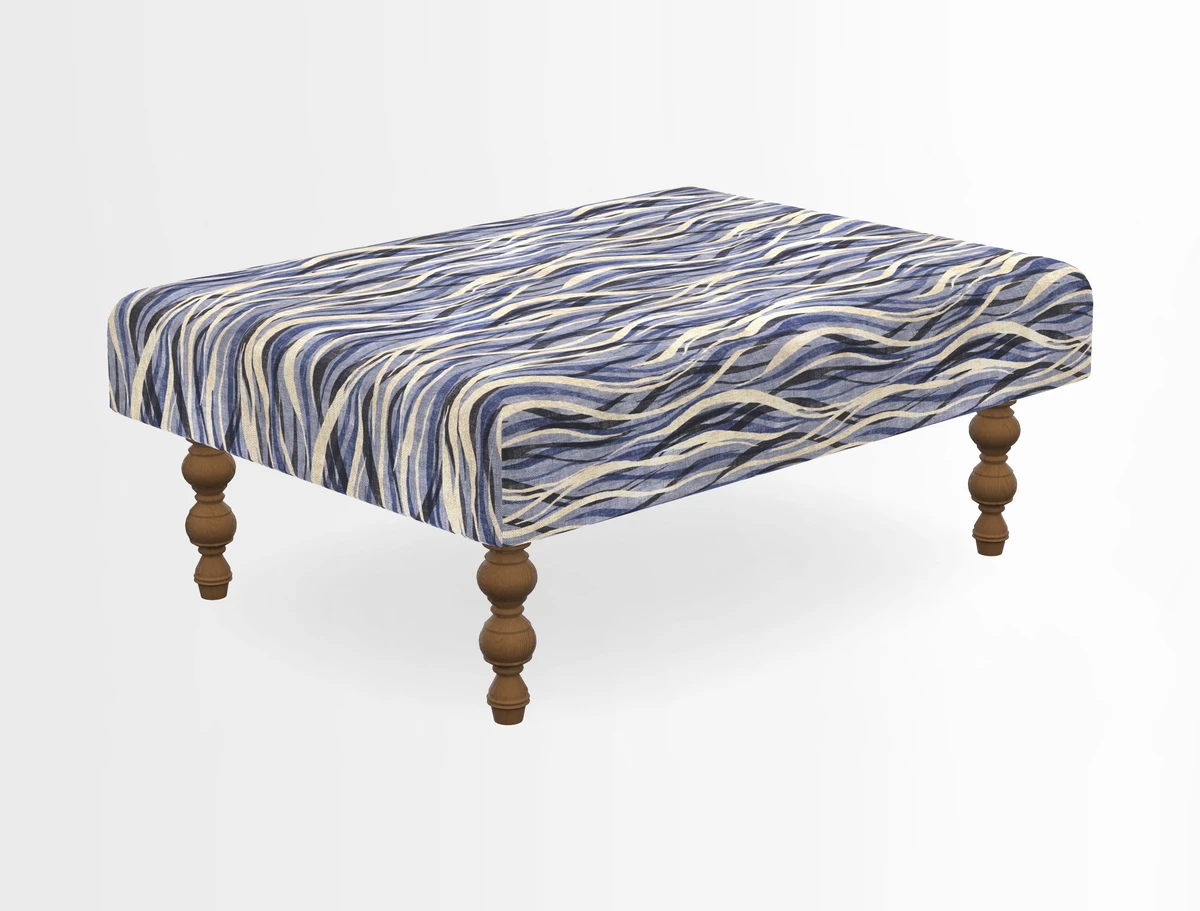 Porthallow Footstool in V&A Threads of India Sulawesi Splendour Indra Winter
